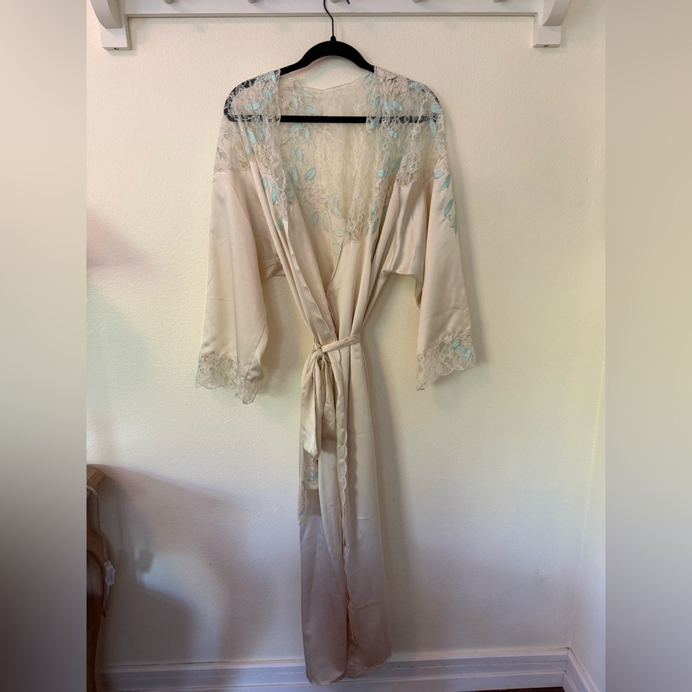 Dior Cream and Blue Lace Robe
